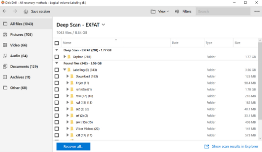 Disk Drill (бывший Pandora Recovery) имеет несколько алгоритмов восстановления данных