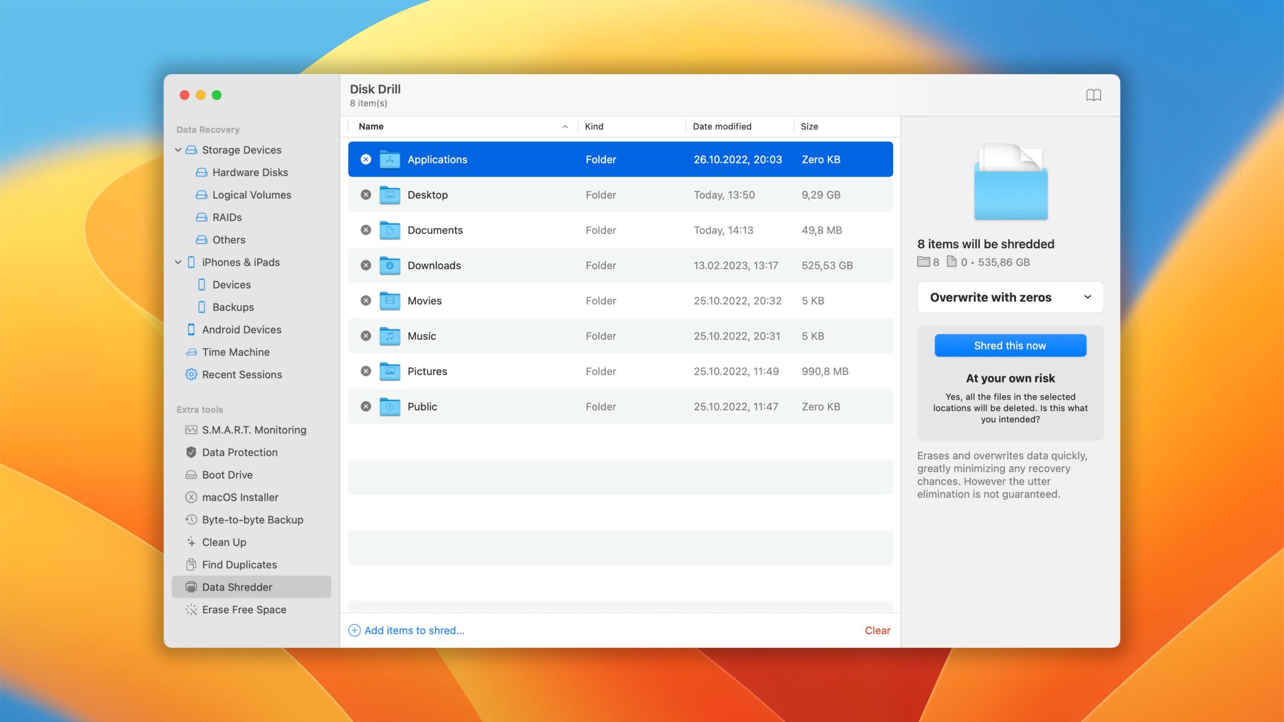 disk drill for mac data shredder module