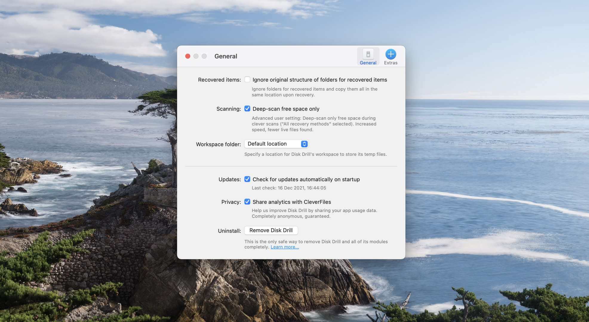 disk drill for mac general settings