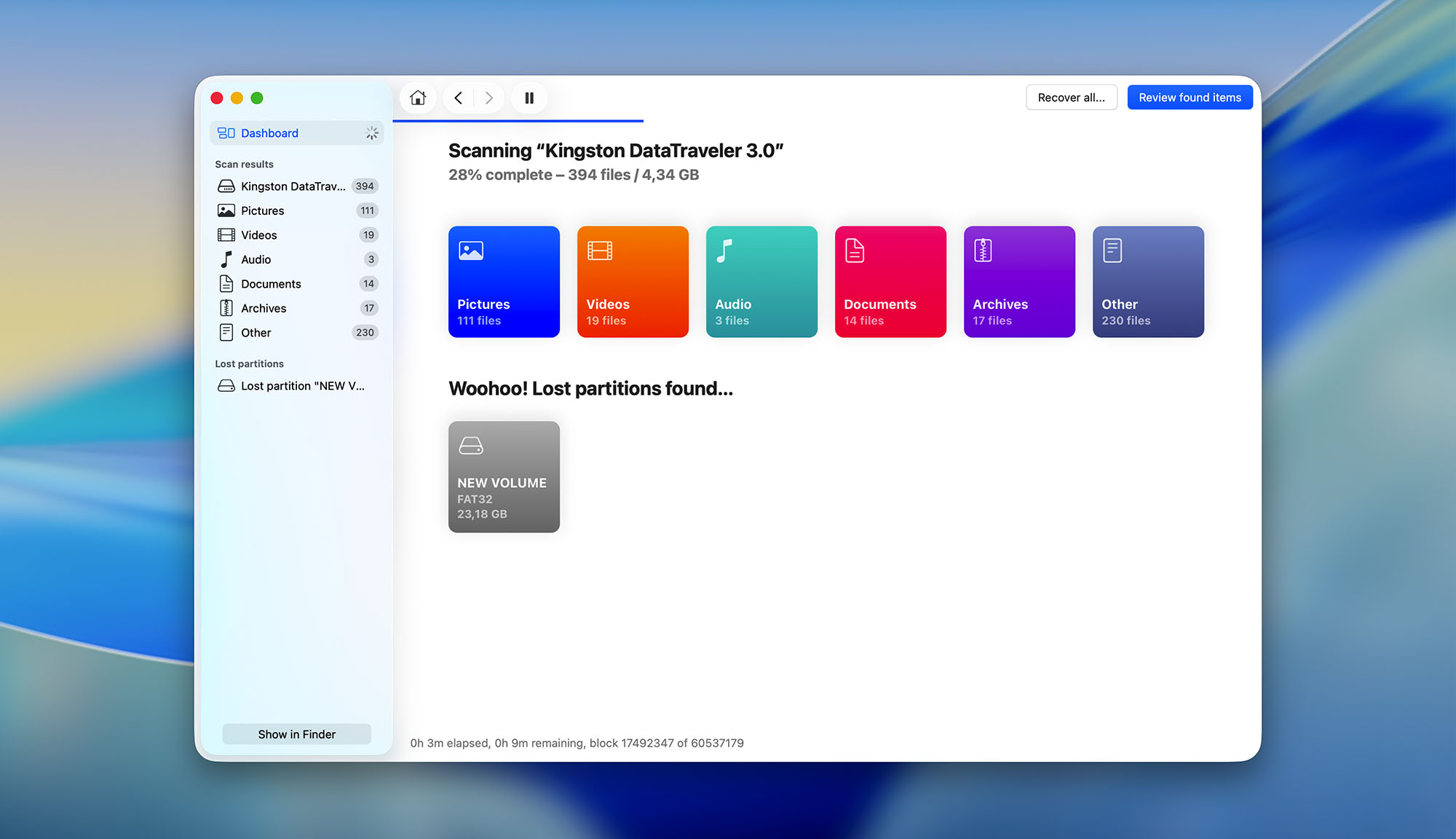 disk drill for mac scan process window