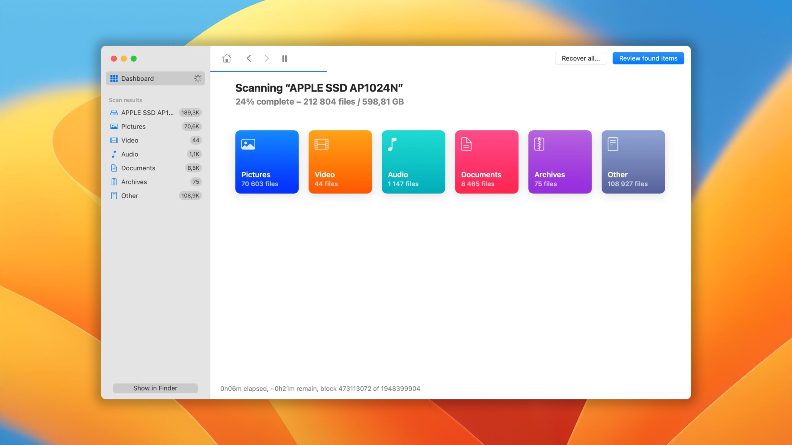 disk drill for mac scan process window