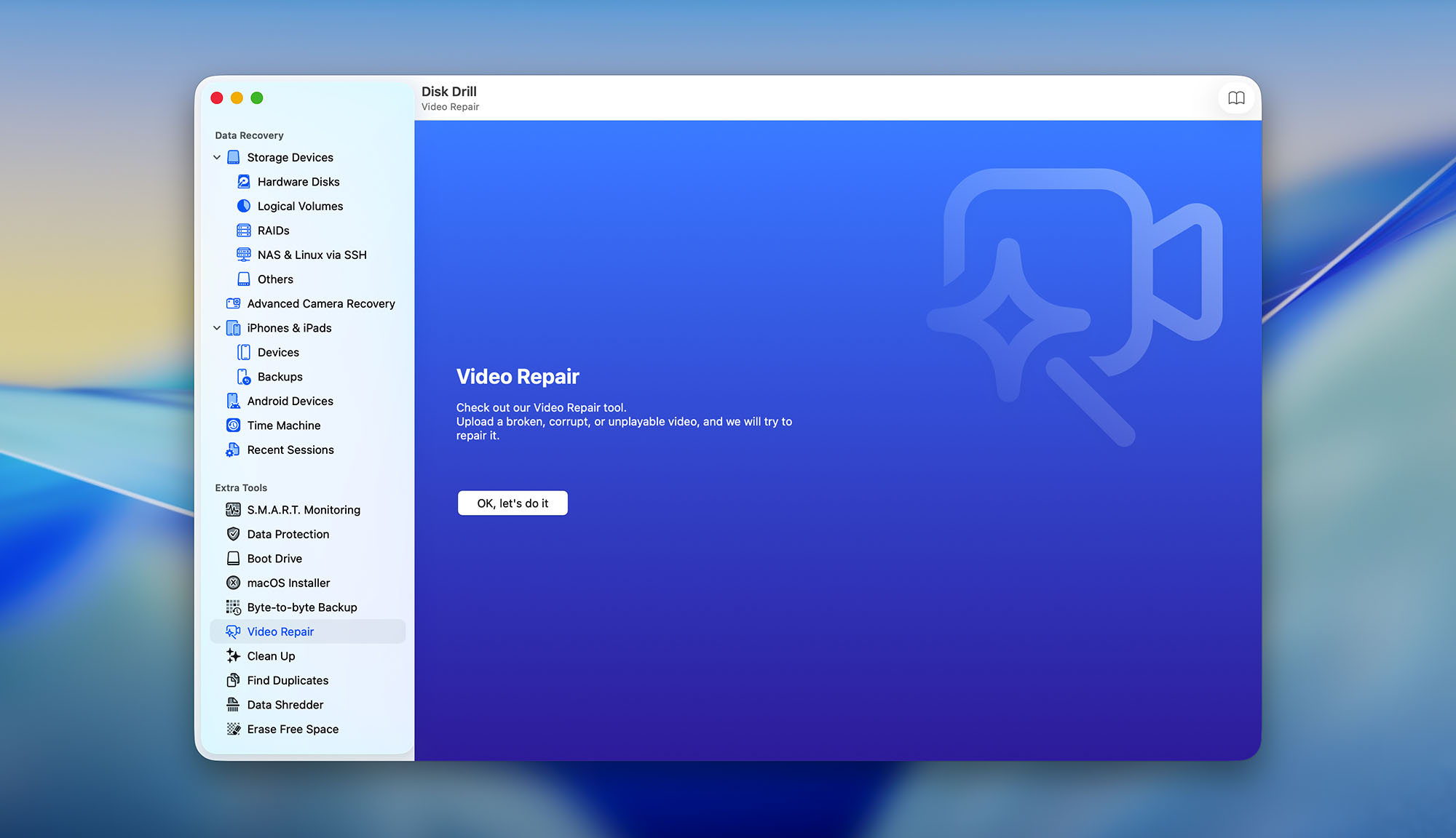 disk drill for mac video repair section