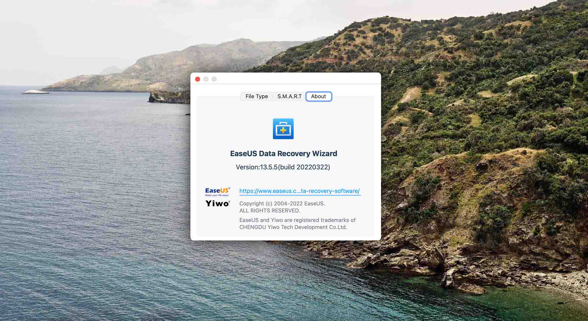 easeus data recovery settings about window