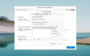 stellar data recovery advanced settings add file type