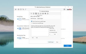 stellar data recovery advanced settings add file type