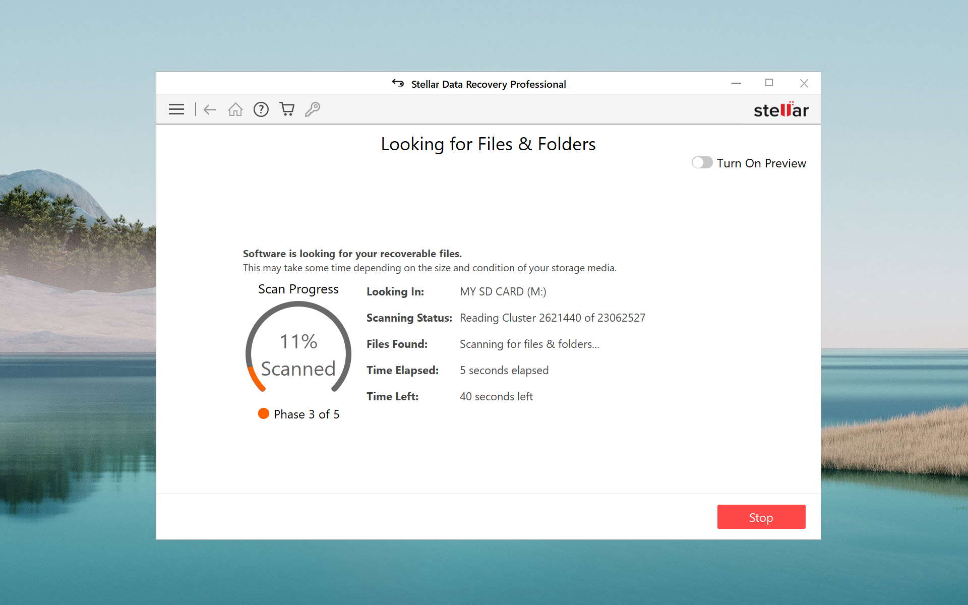 stellar data recovery looking for files and folders