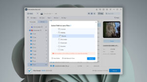 wondershare recoverit select path to save files