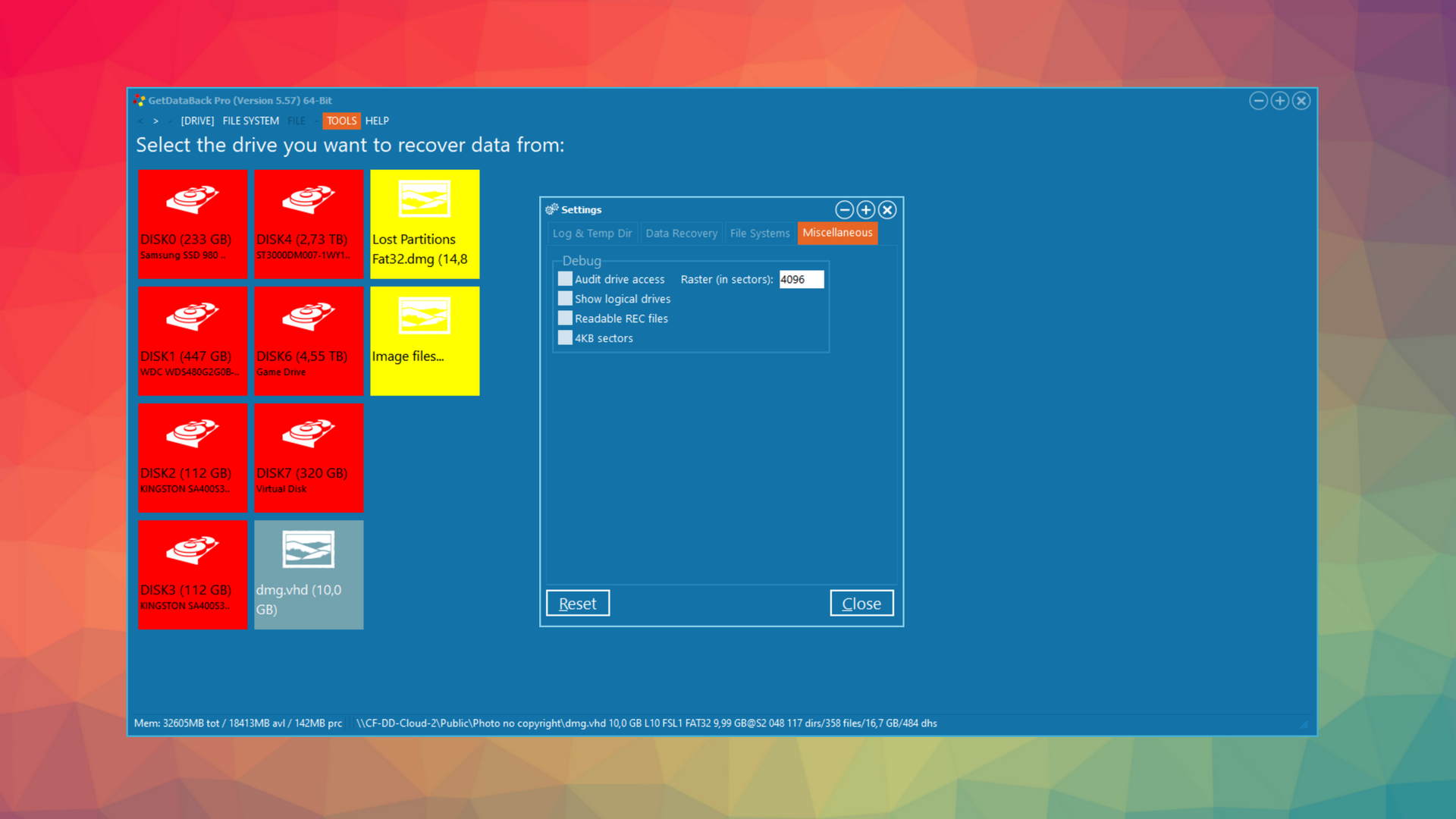 getdataback pro miscellaneous settings