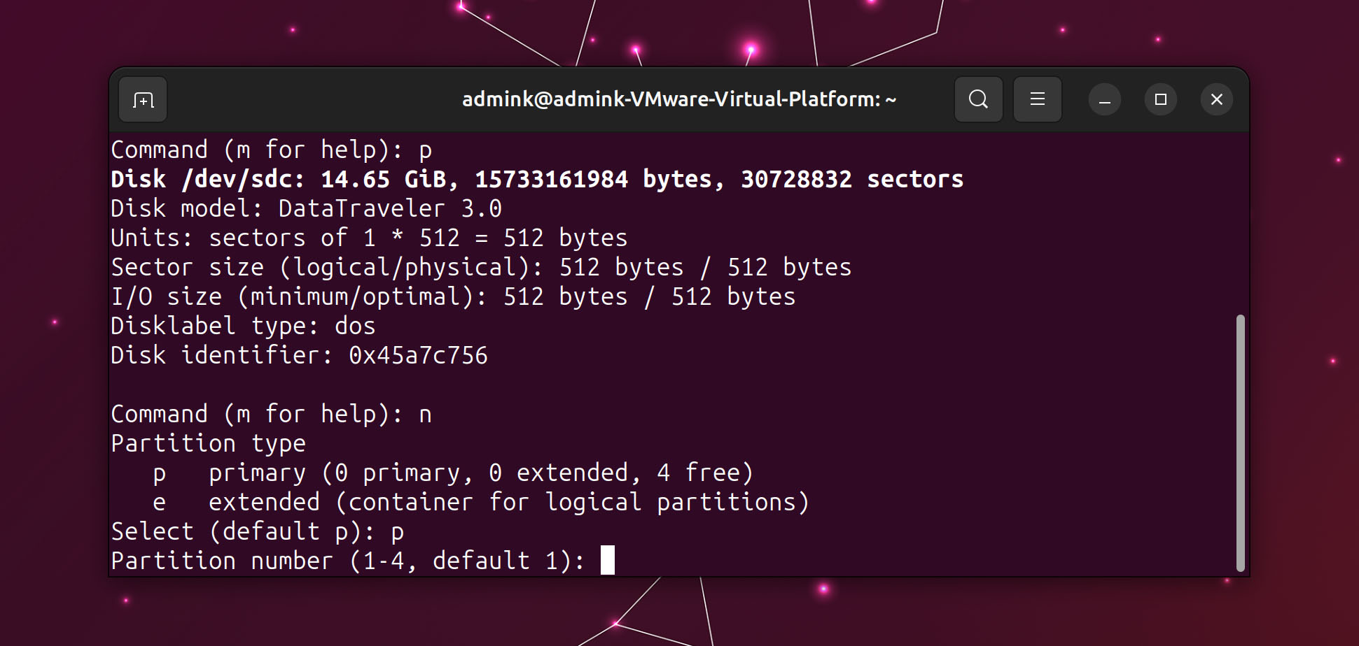 Terminal Partition Type