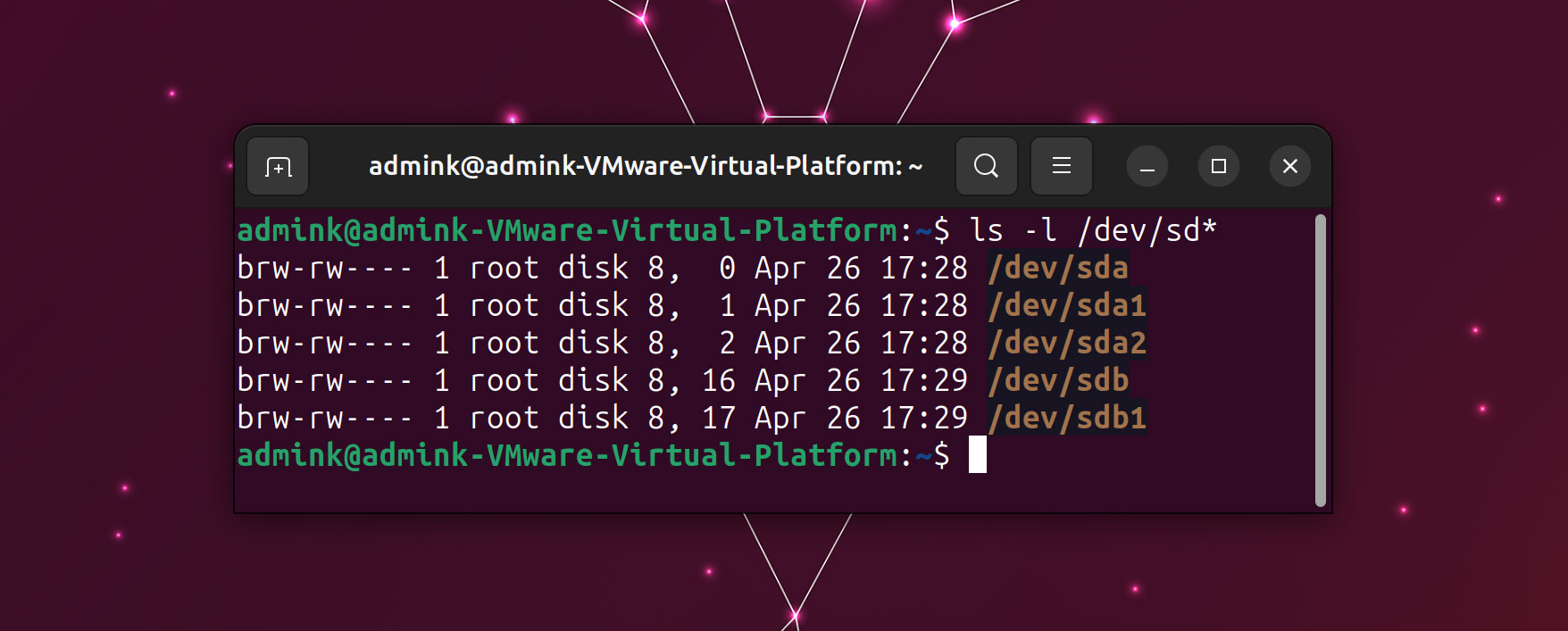 Terminal List SD Devices