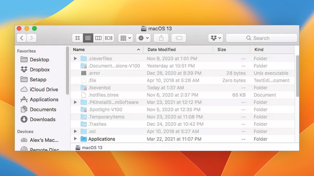 show hidden files on mac