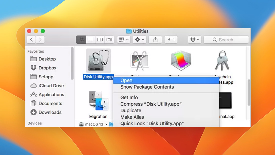open disk utility on your mac