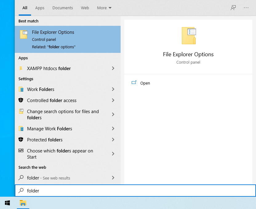 open folder options on windows
