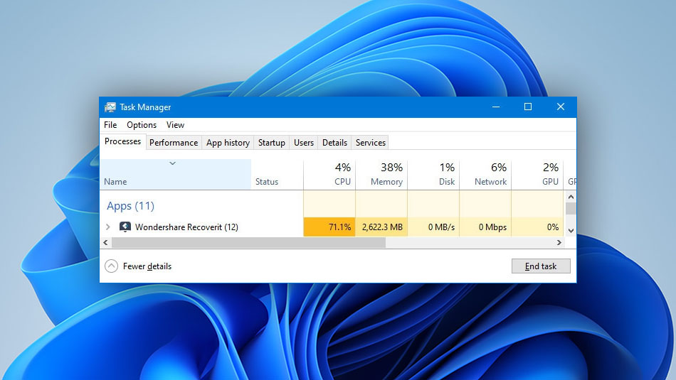 recoverit resource usage