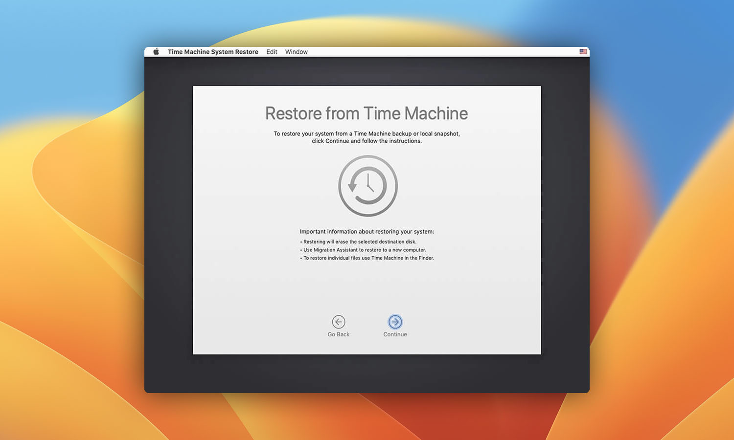 restore your hard drive to an earlier point with time machine