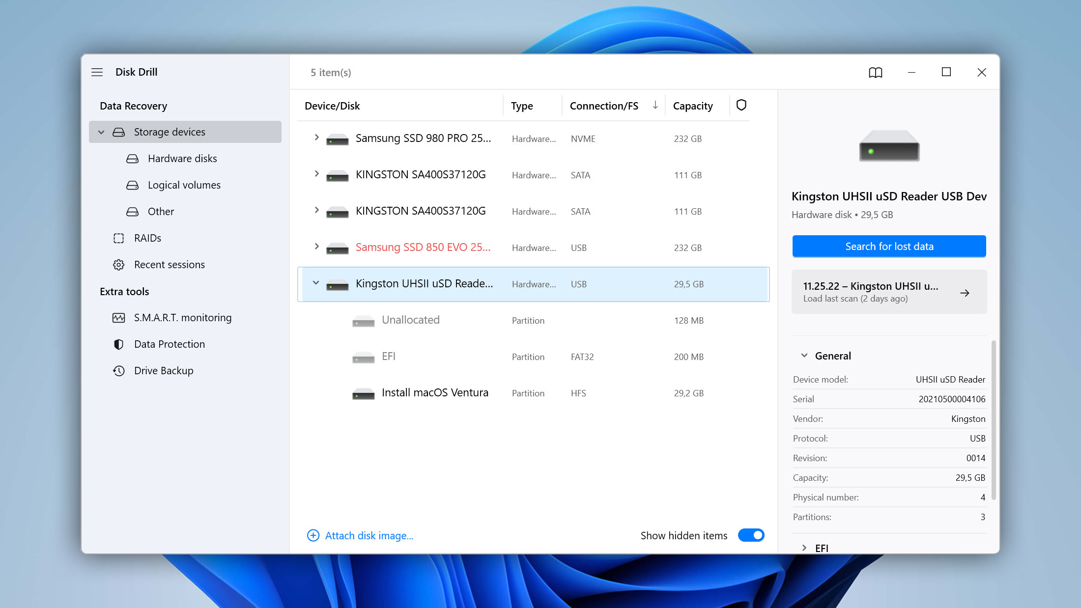 disk drill search for lost data