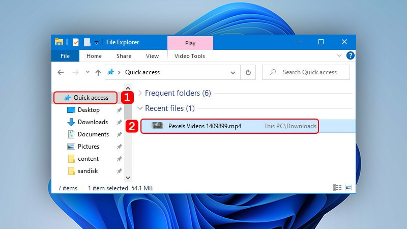 find your mp4 files in quick access