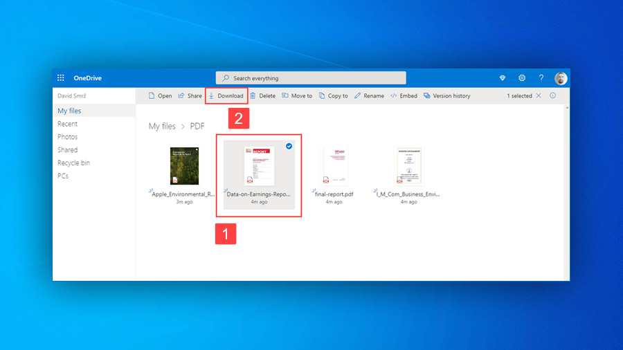 restore pdf onedrive