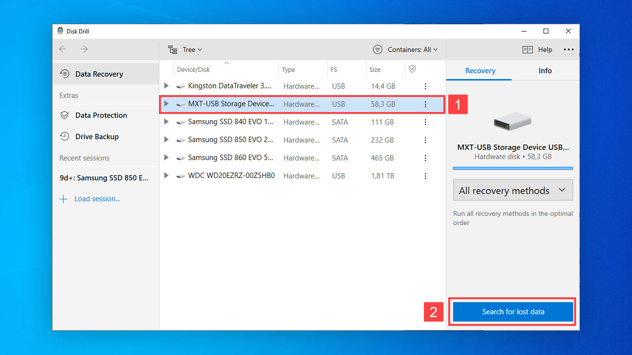 disk drill search for lost data