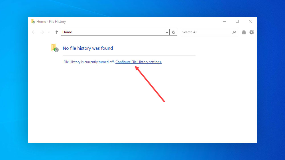 configure file history settings