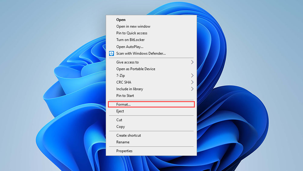 context menu format windows