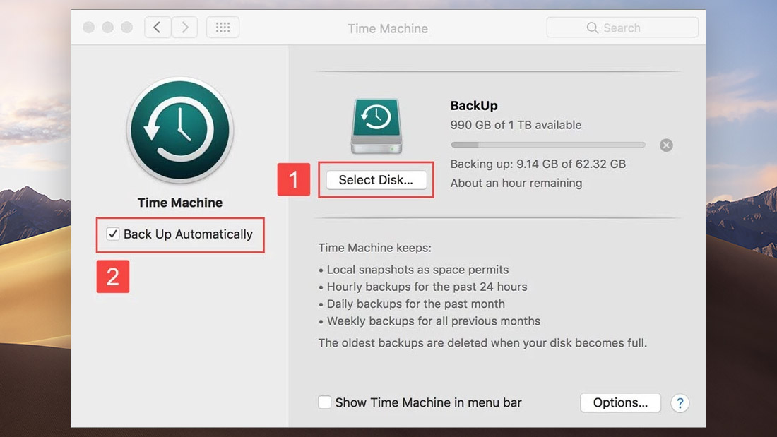 time machine select backup disk