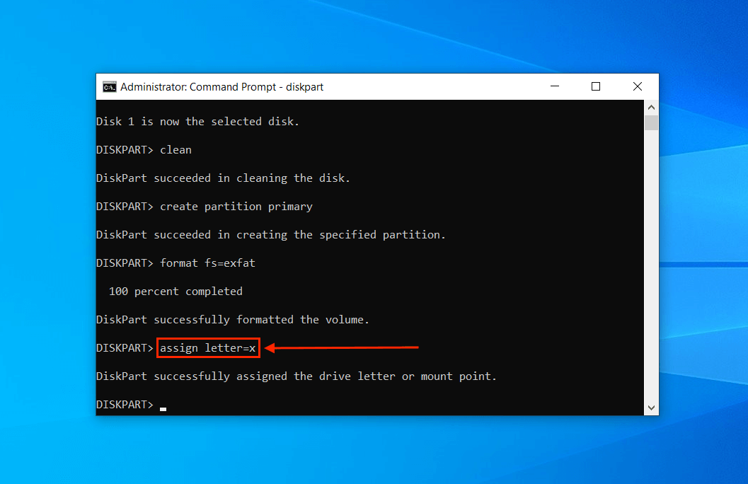 Assign Letter command in Command Prompt