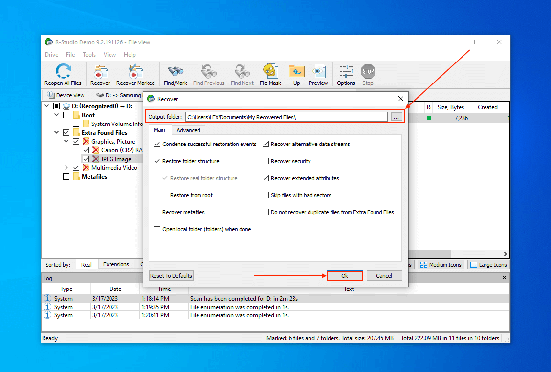 R-Studio recovery settings