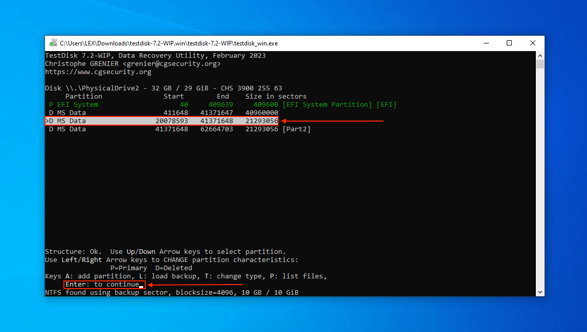 TestDisk found partitions