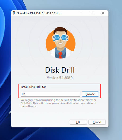 Disk Drill install to external storage device