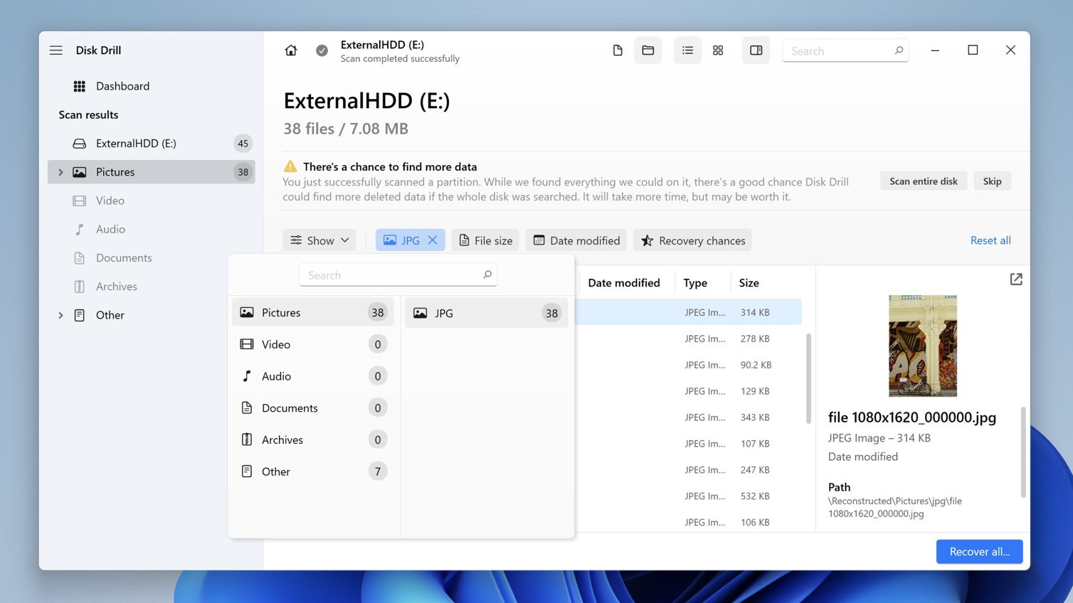 disk drill file filters external hard drive