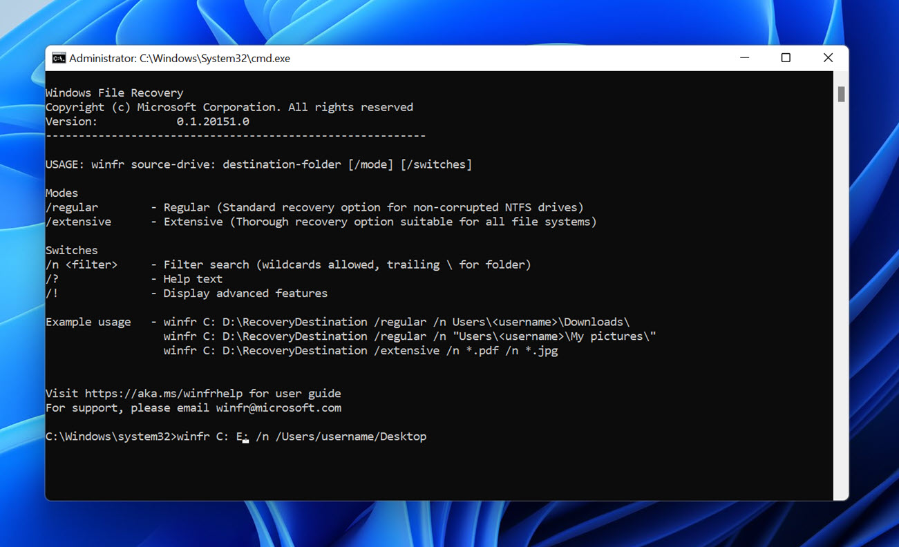 windows file recovery desktop files