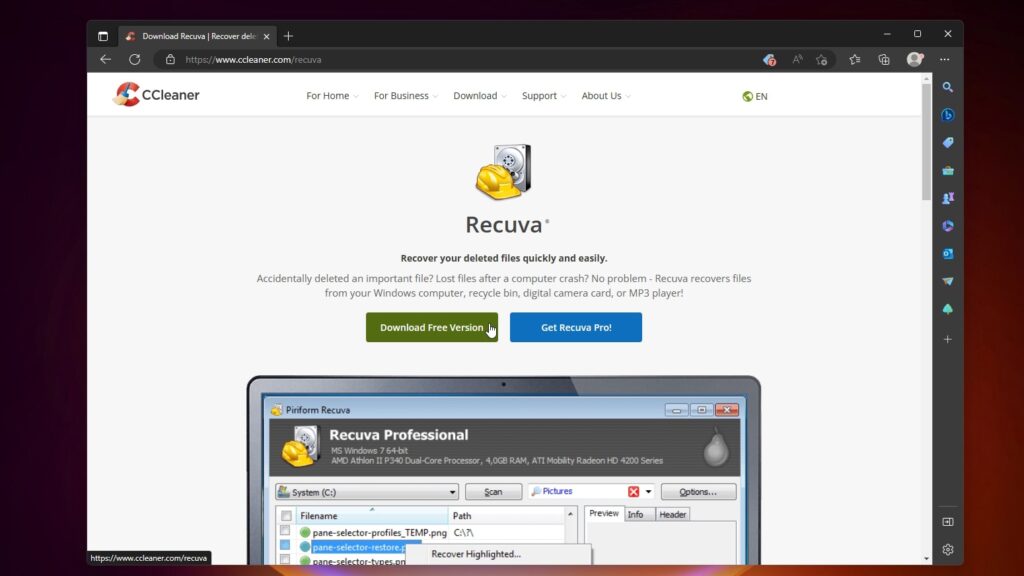 Download and Install Recuva