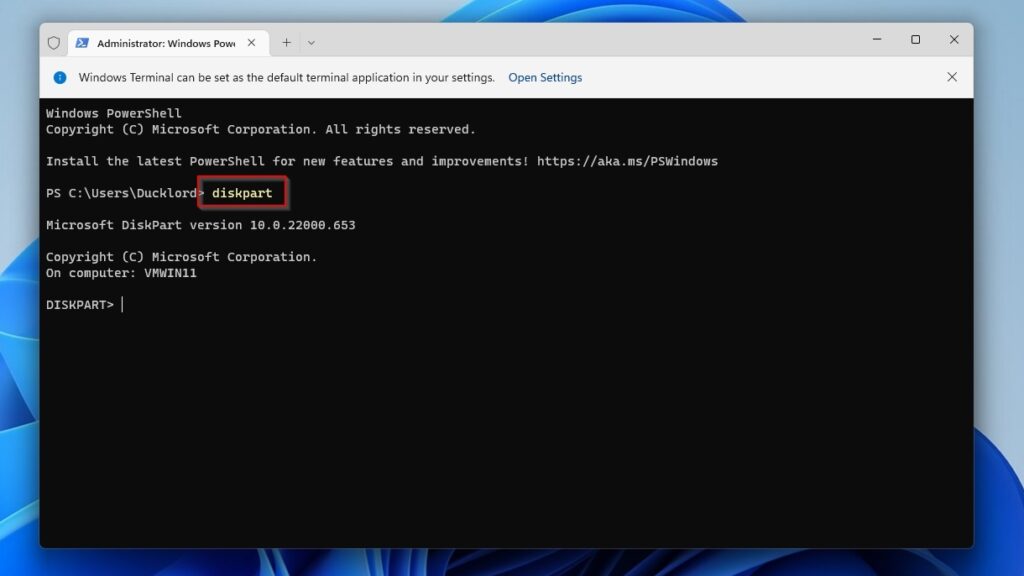 Windows Terminal DiskPart