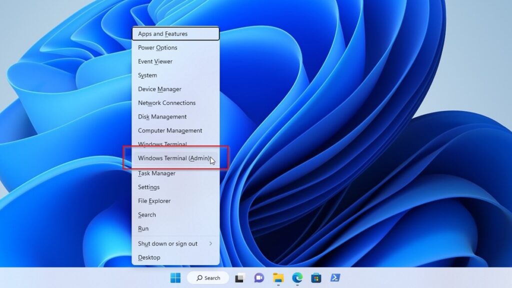 X Menu Run Windows Terminal Admin