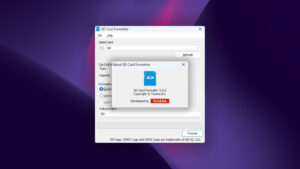 sd memory card formatter about window