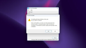 sd memory card formatter format window