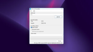 sd memory card formatter main window