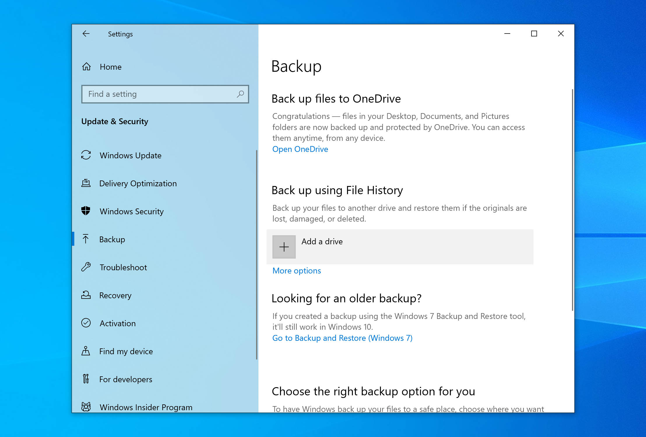add drive for file history in windows 10
