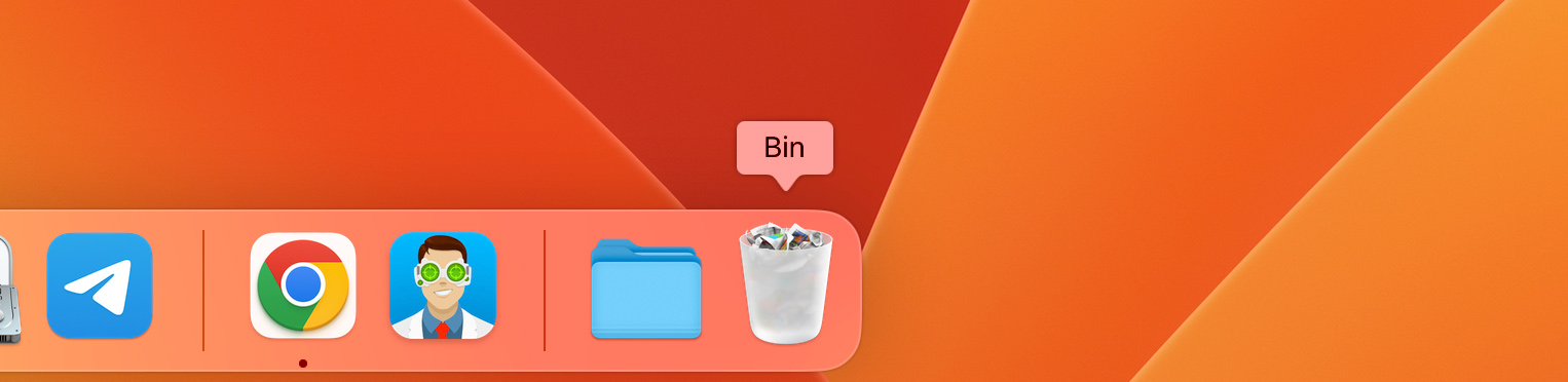 Image illustrating the process of opening Trash Bin in macOS Ventura to recover deleted folders