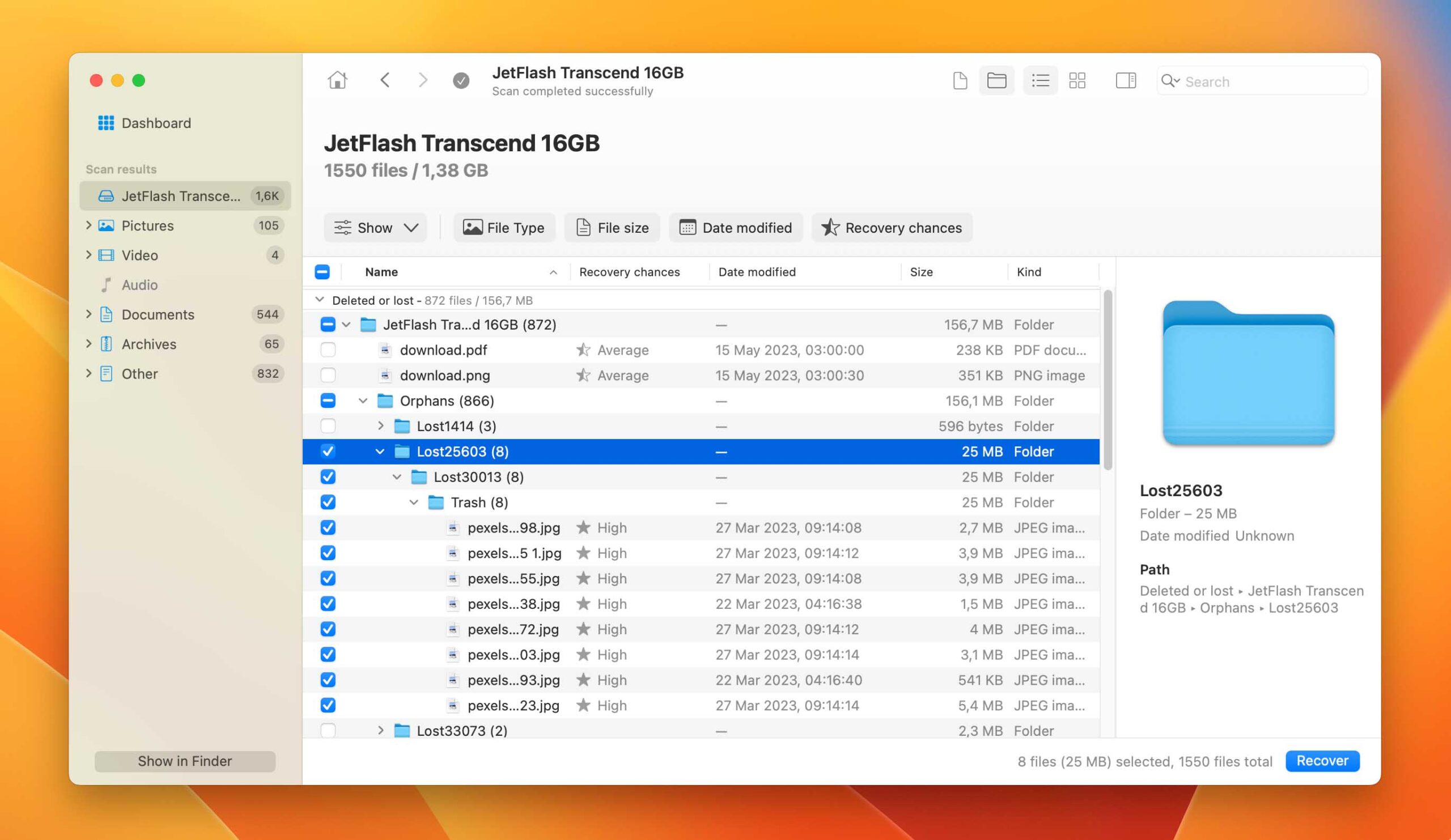 Graphic representation of previewing a folder in Disk Drill on Mac, a step towards recovering deleted folders