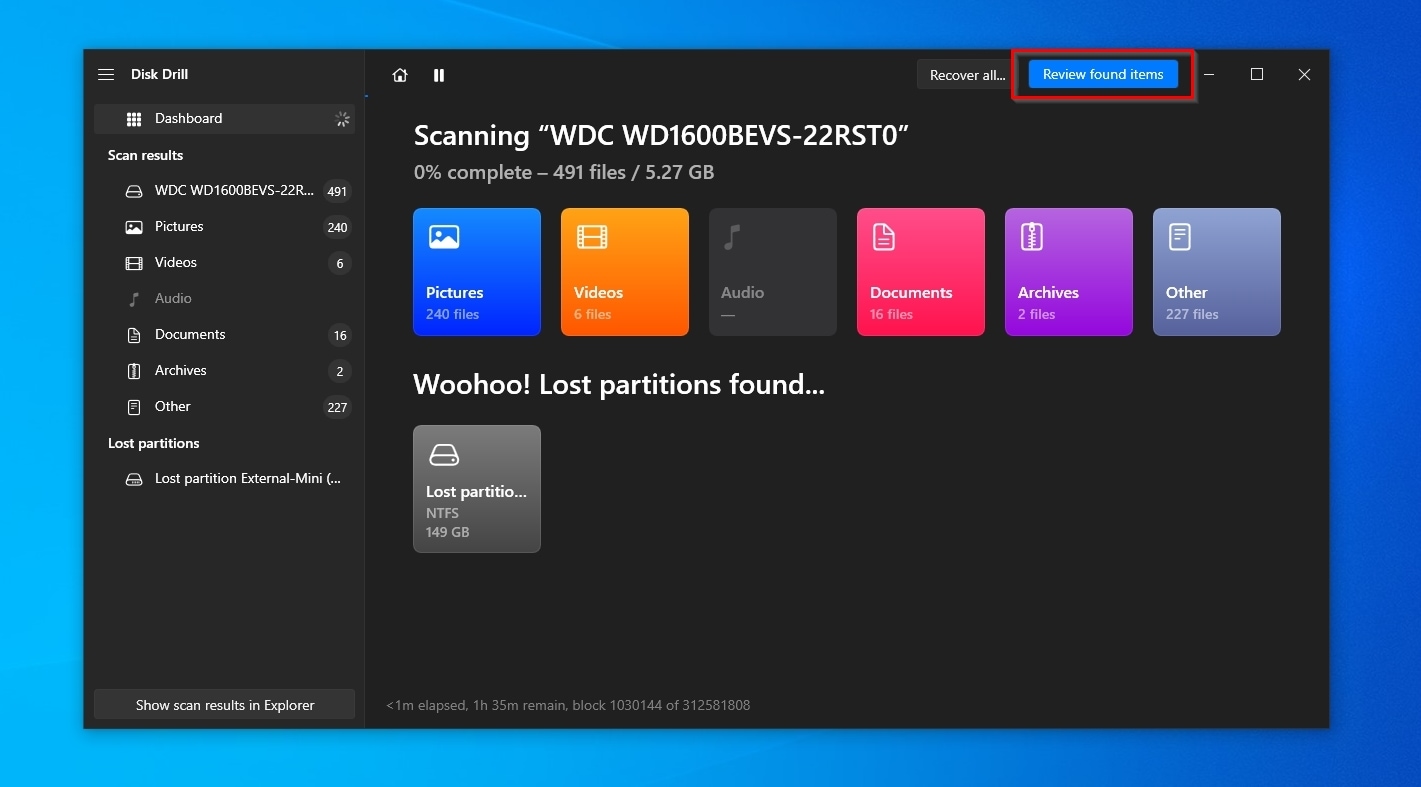 Disk Drill Scanning Disk