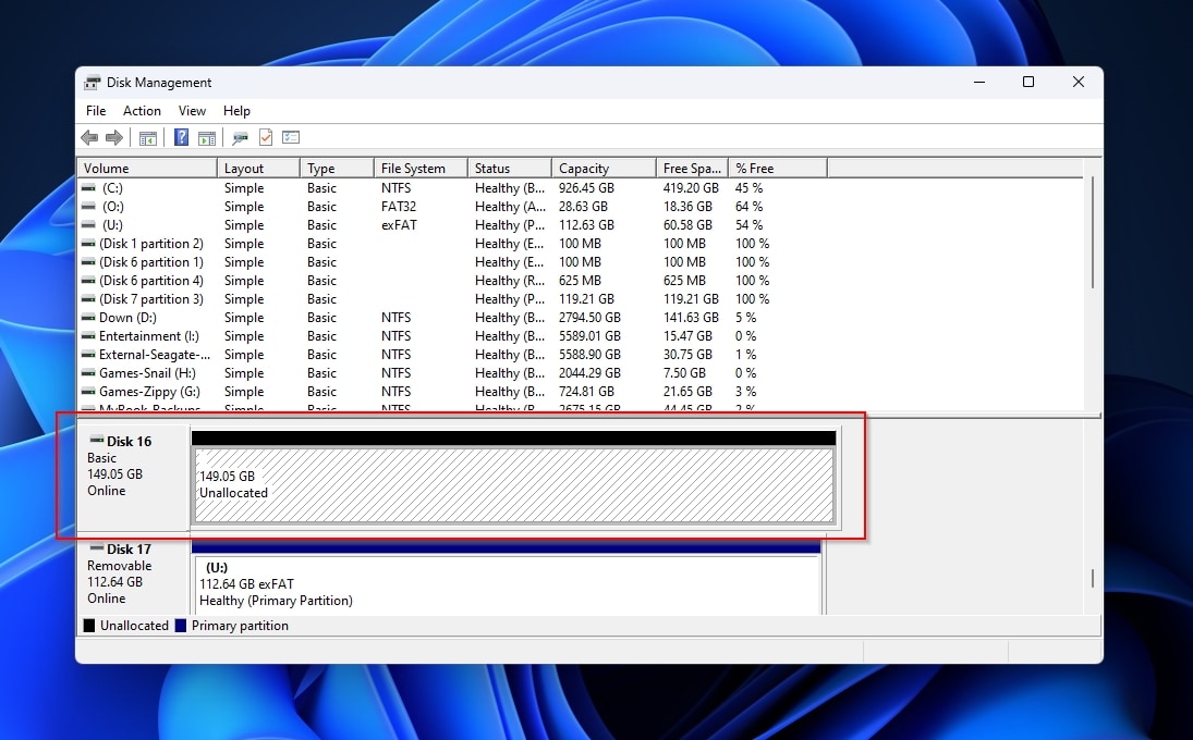 Disk Management Unallocated Disk