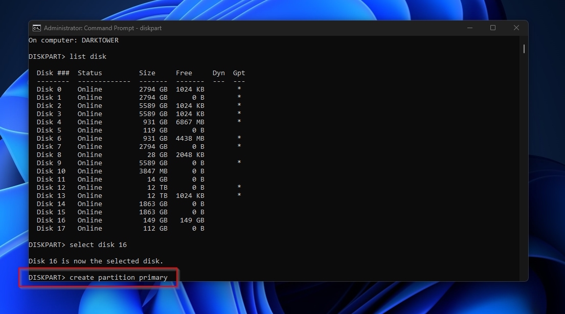 Diskpart Create Partition Primary