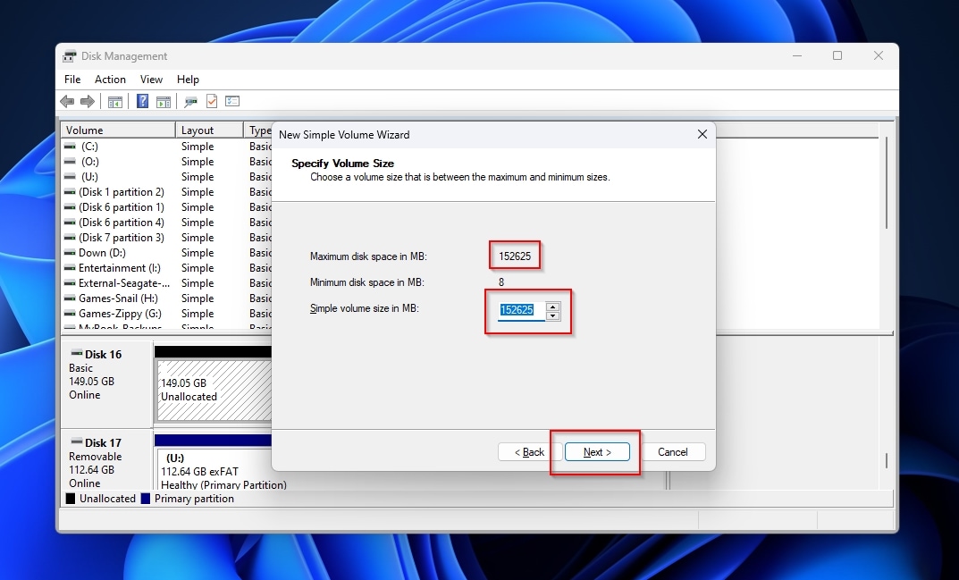 New Simple Volume Wizard Parameters