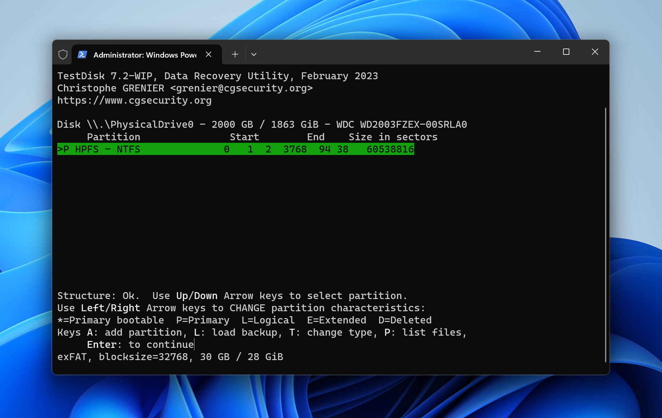 set primary partition