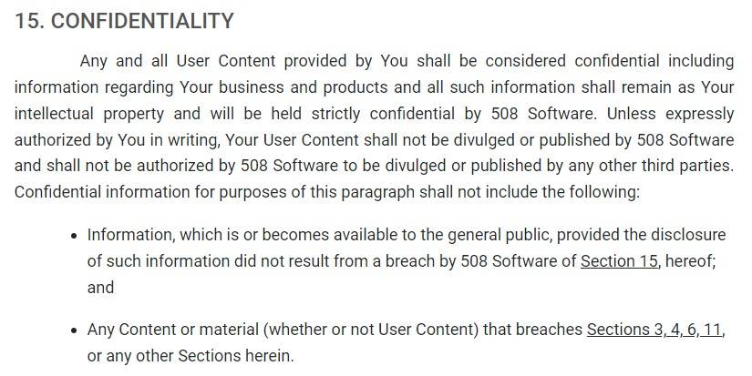 Terms of Service confidentiality.